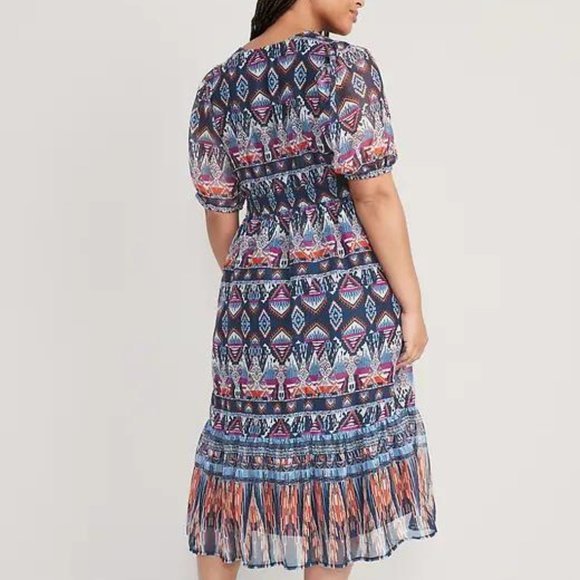 NWT Old Navy Waist-Defined V-Neck Midi Dress for Women - Picture 2 of 5